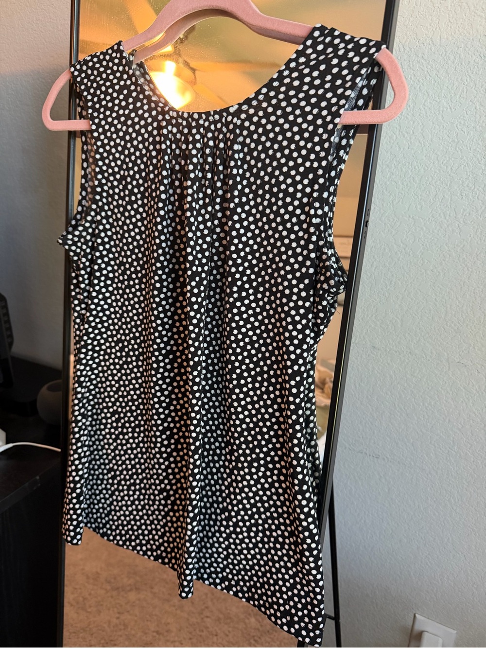 Banana Republic Black and White Polka Dot Sleeveless Tank